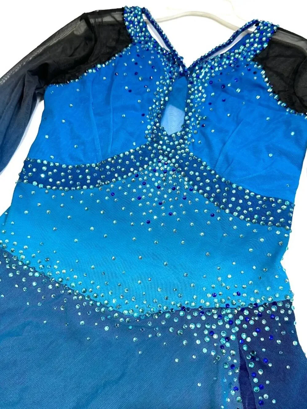 New Navy Blue Crystal Figure Skating Dress Girls 14